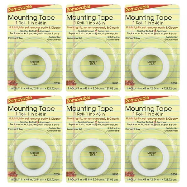 Removable Mounting Tape, 1in x 48in, PK6, Magic Mounts, Mfr#: 3238
